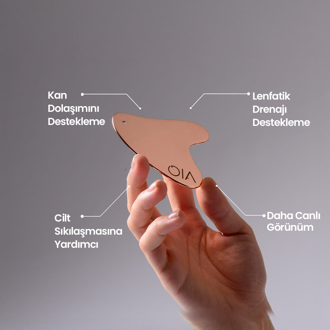 Yüz Sıkılaştırıcı ve Canlandırıcı Bakır Gua Sha (Kalp Form)