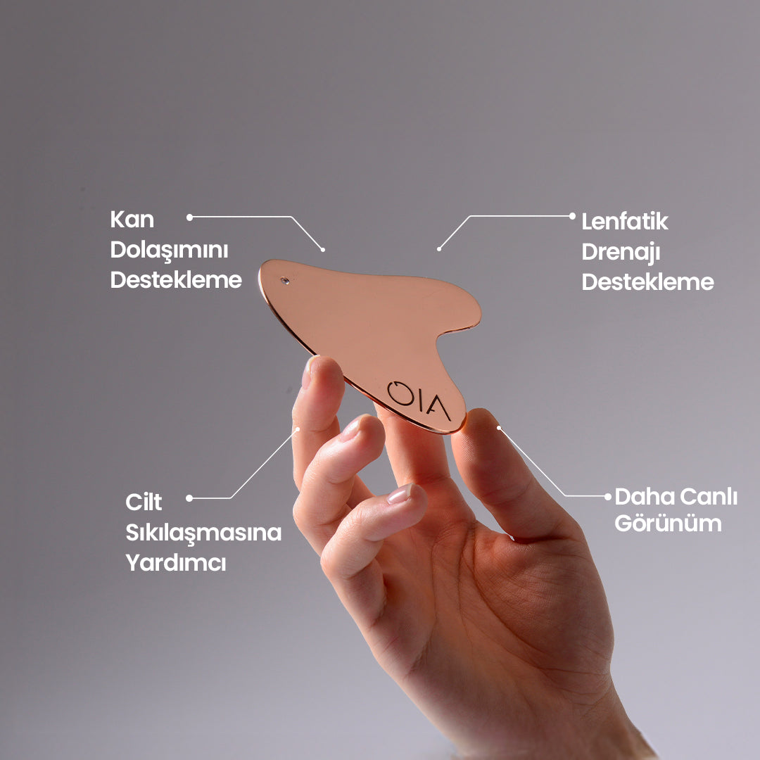 Yüz Sıkılaştırıcı ve Canlandırıcı Bakır Gua Sha (Kalp Form)