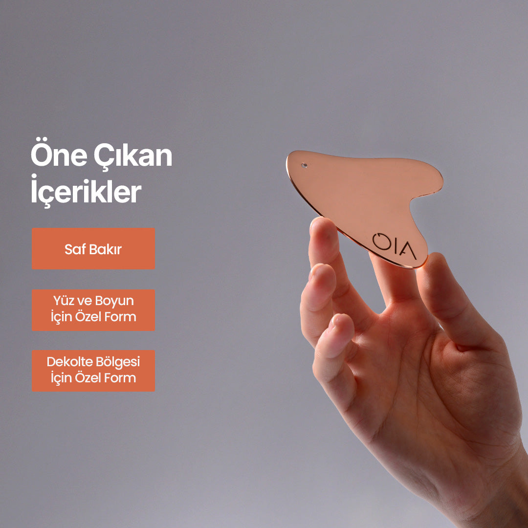 Yüz Sıkılaştırıcı ve Canlandırıcı Bakır Gua Sha (Kalp Form)